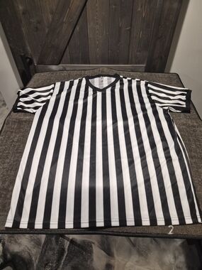 Black & White Striped Men's Referee-Style Shirt 15/16" Stripes